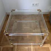 2 bout de canape plexi laiton et verre  circa 1970