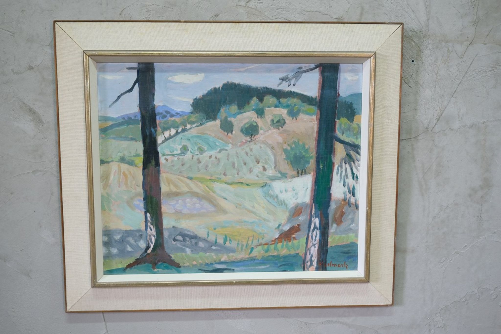 Gerhard Karlmark, Modern Landscape, 1960s, Oil on Panel, Framed