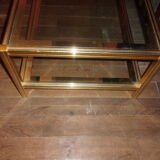 Table basse verre laiton hollywood regency  1960