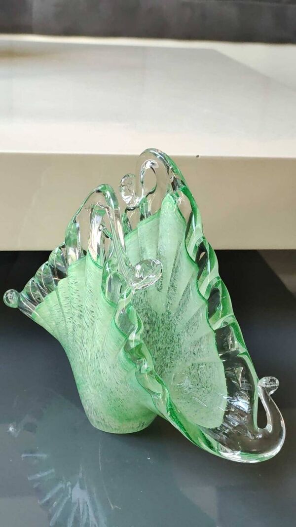 Vide poche/Porte courrier/Porte lettres. Forme aquatique organique. En verre d Art soufflé Murano Italie
