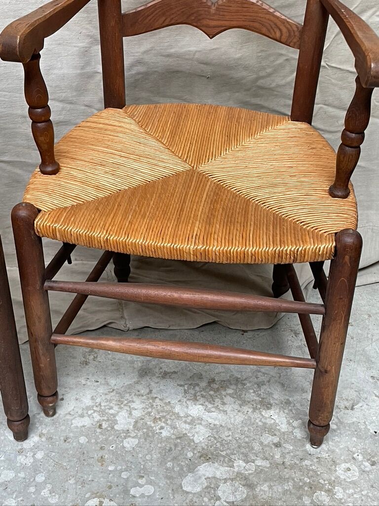 Pair of straw armchairs
