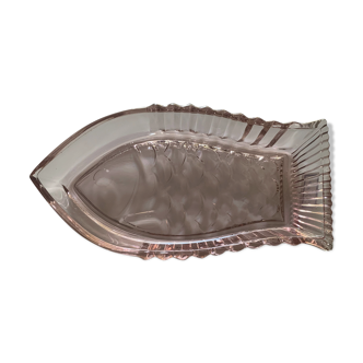 Small fish dish, pink glass