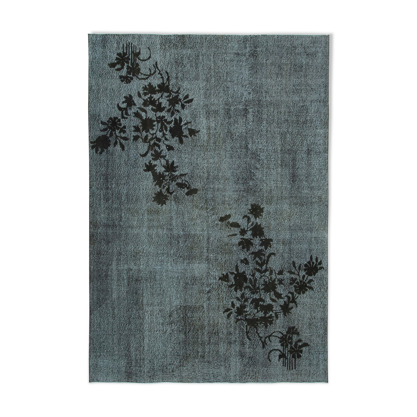 Hand-knotted bohemian turkish 1970s 213 cm x 305 cm black rug