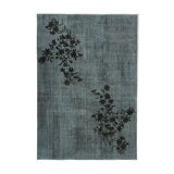 Hand-knotted bohemian turkish 1970s 213 cm x 305 cm black rug