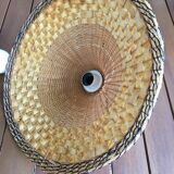 Suspension made of rattan, raffia and rope