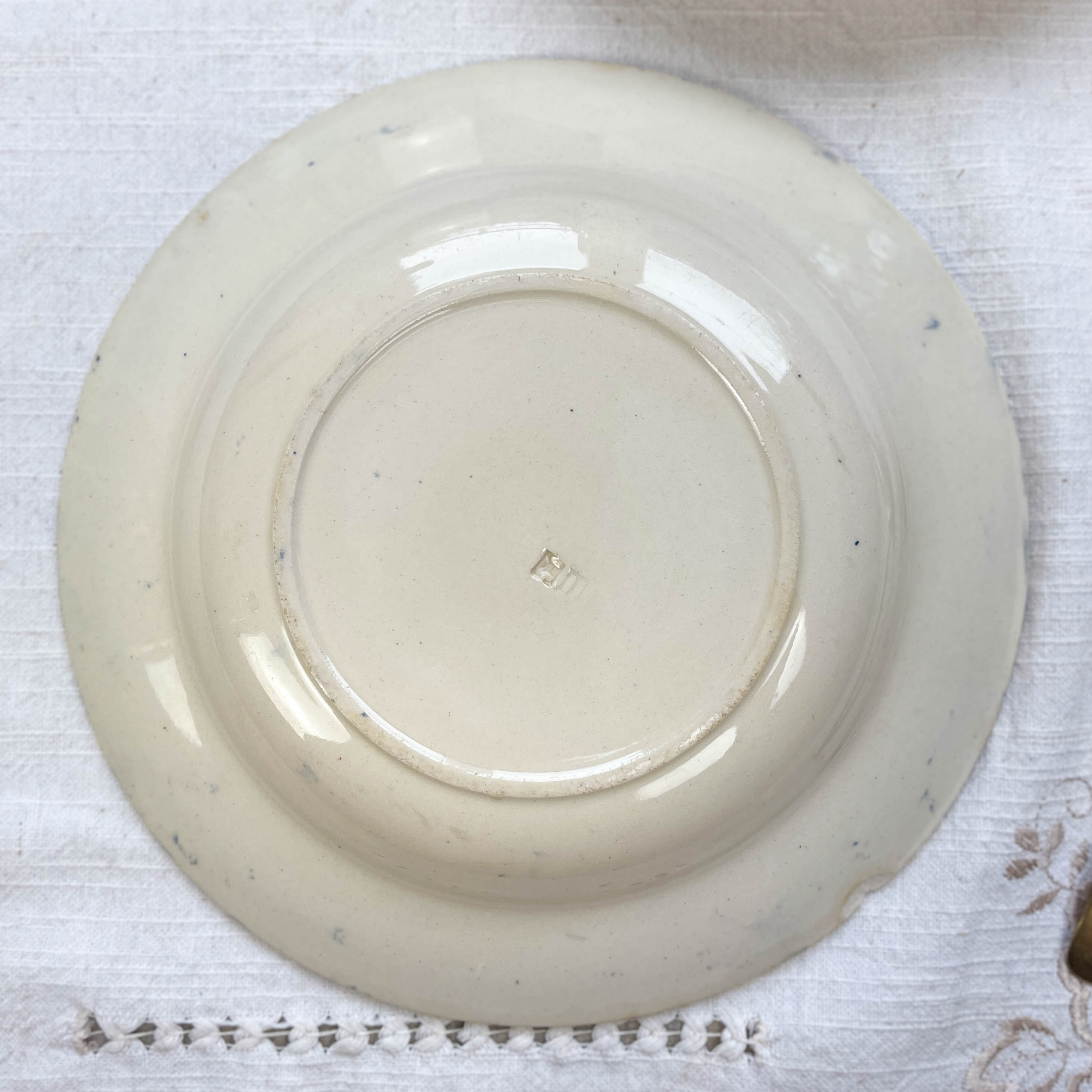 5 assiettes creuses terre de fer gien modèle chardons made in france