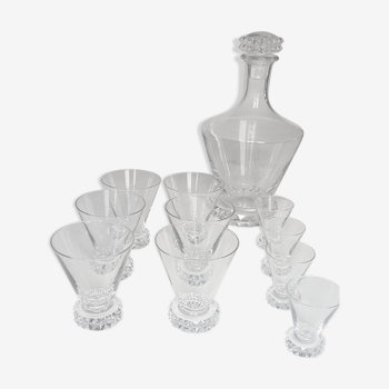 Carafe avec 4 verres digestifs et 6 verres a porto