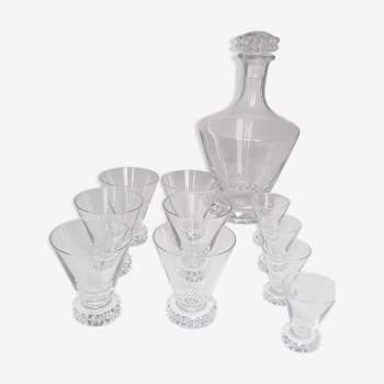 Carafe with 4 digestive glasses and 6 port glasses