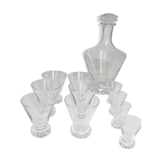 Carafe with 4 digestive glasses and 6 port glasses