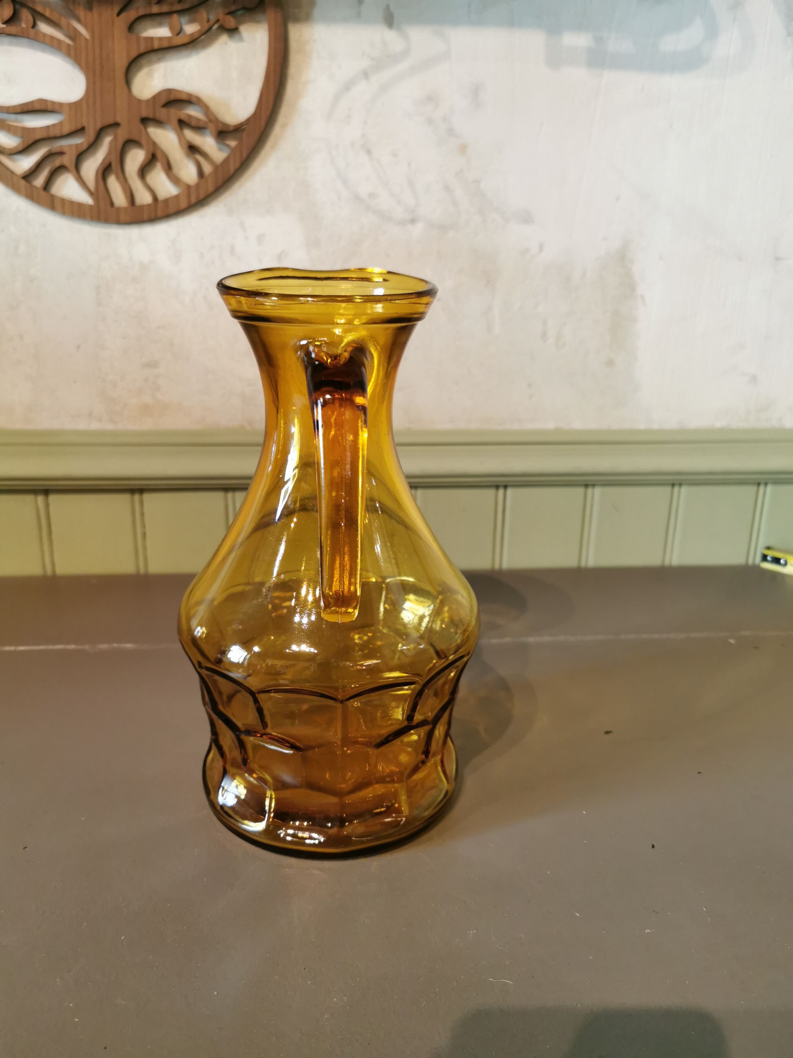Vintage yellow glass pitcher