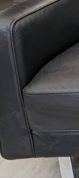 Black leather sofa