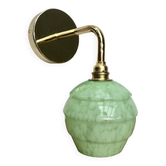 Vintage tulip wall light in mint green clichy glass