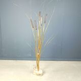 Vintage brass cattail floor lamp by Daniel D'Haeseleer, 1970s