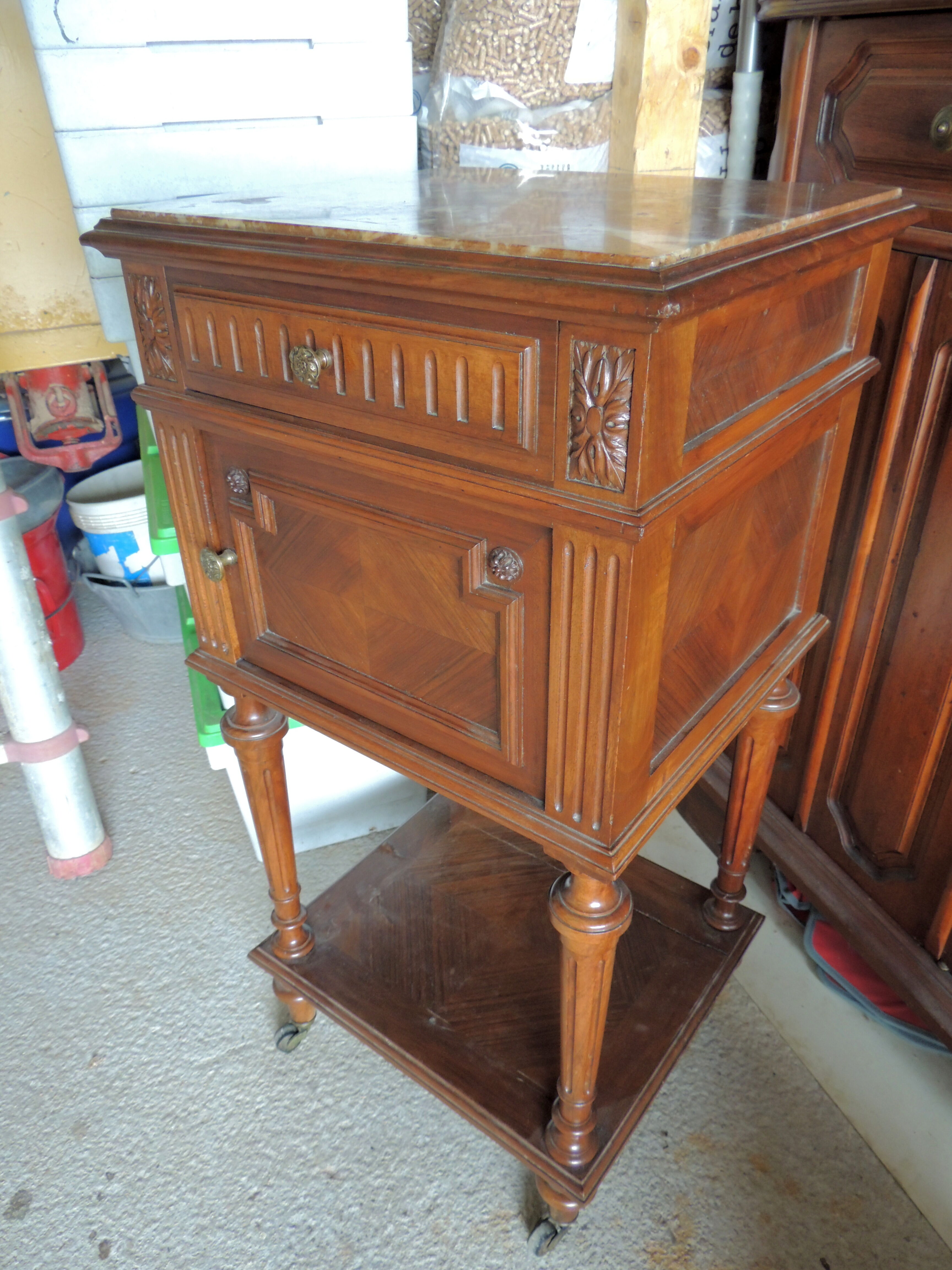 Old marble flat nightstand bedside