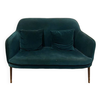 2-seater bench in green velvet