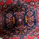 1950s handmade wool medallion rug, red and navy, 96 × 144 cm - 1C1290