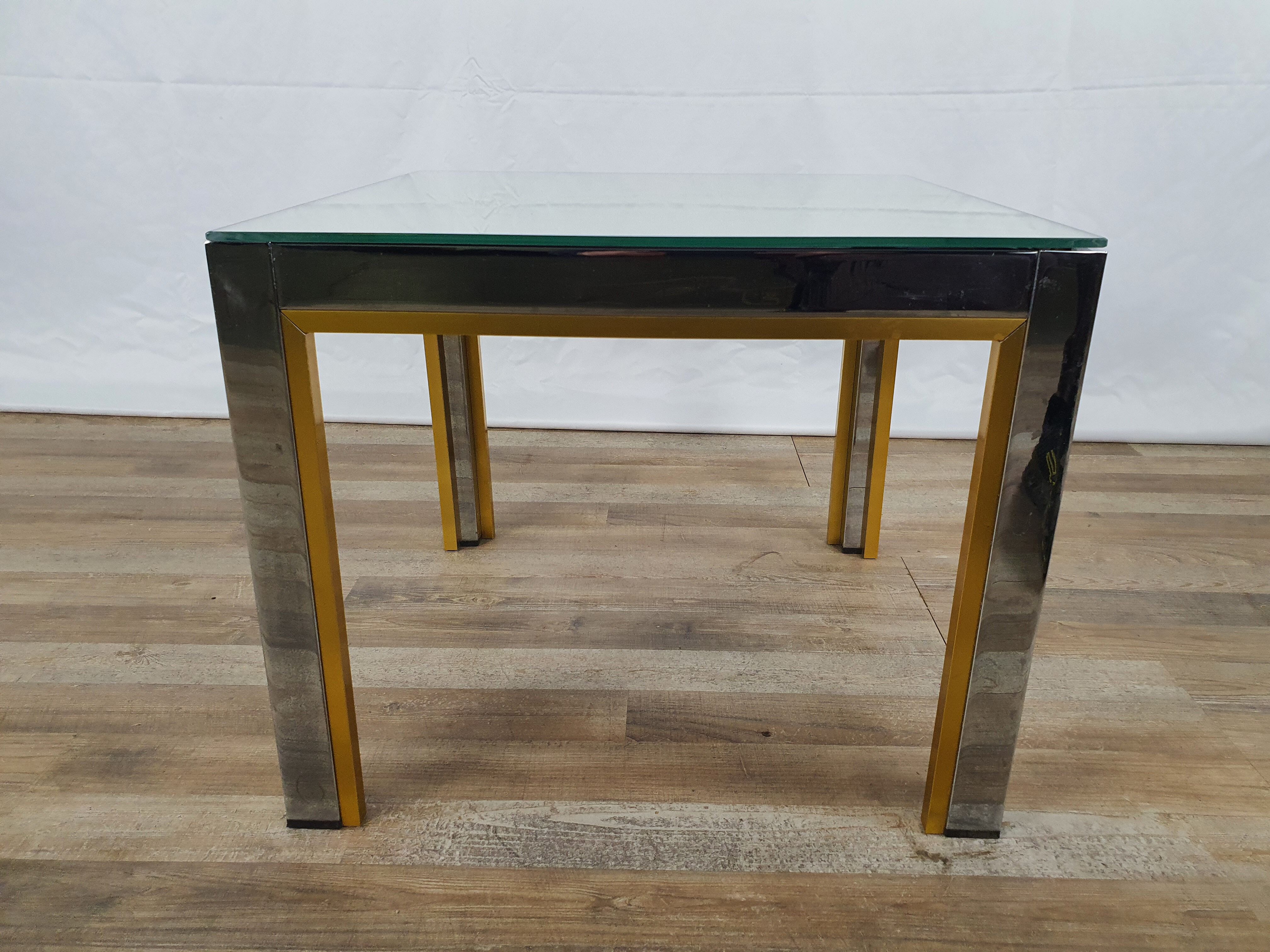Table basse de Renato Zevi avec plateau en miroir, années 70