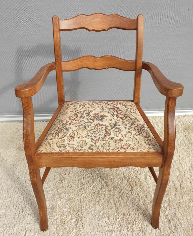 Fauteuil bridge de bureau assise tapisserie vintage 1950