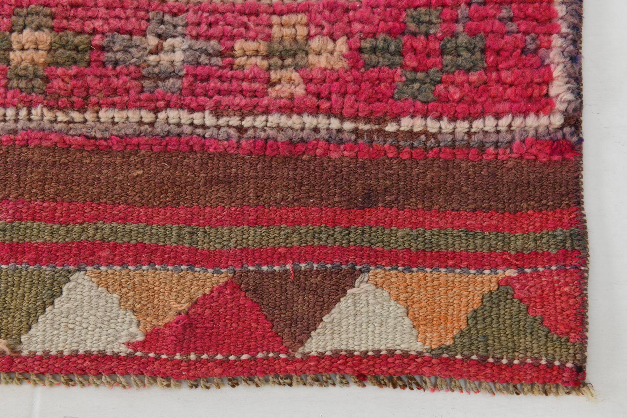 Red & Pink Hallway Vintage Runner Rug, 80x306Cm