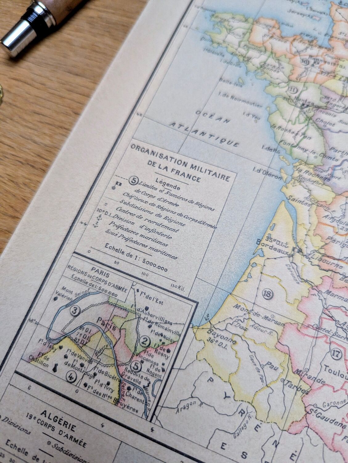 Military map of France, original printed in 1896.