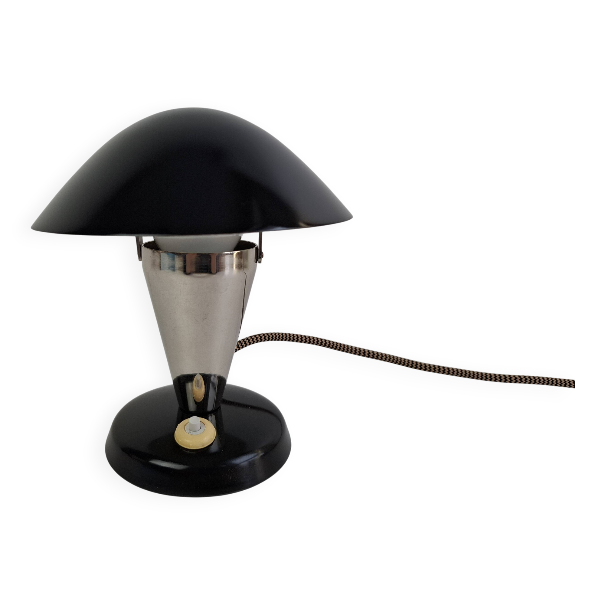 Bauhaus Mushroom Table Lamp with Adjustable Shade, Czechoslovakia, 1930s
