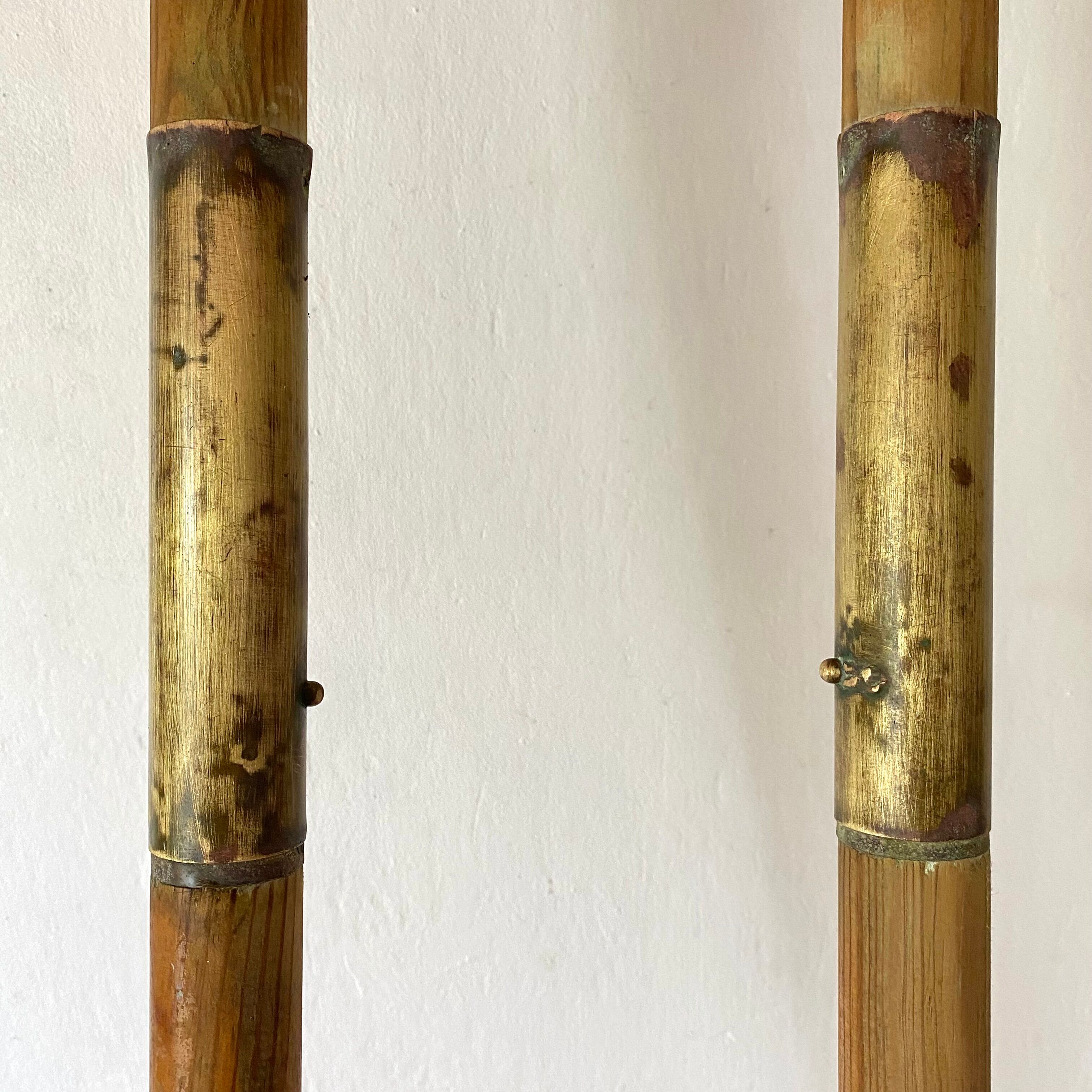 Boat oars, wooden and brass boat