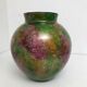 Linear lacquered glass vase 1970-1980 with internal decoration of gold oxides unique handmade piece