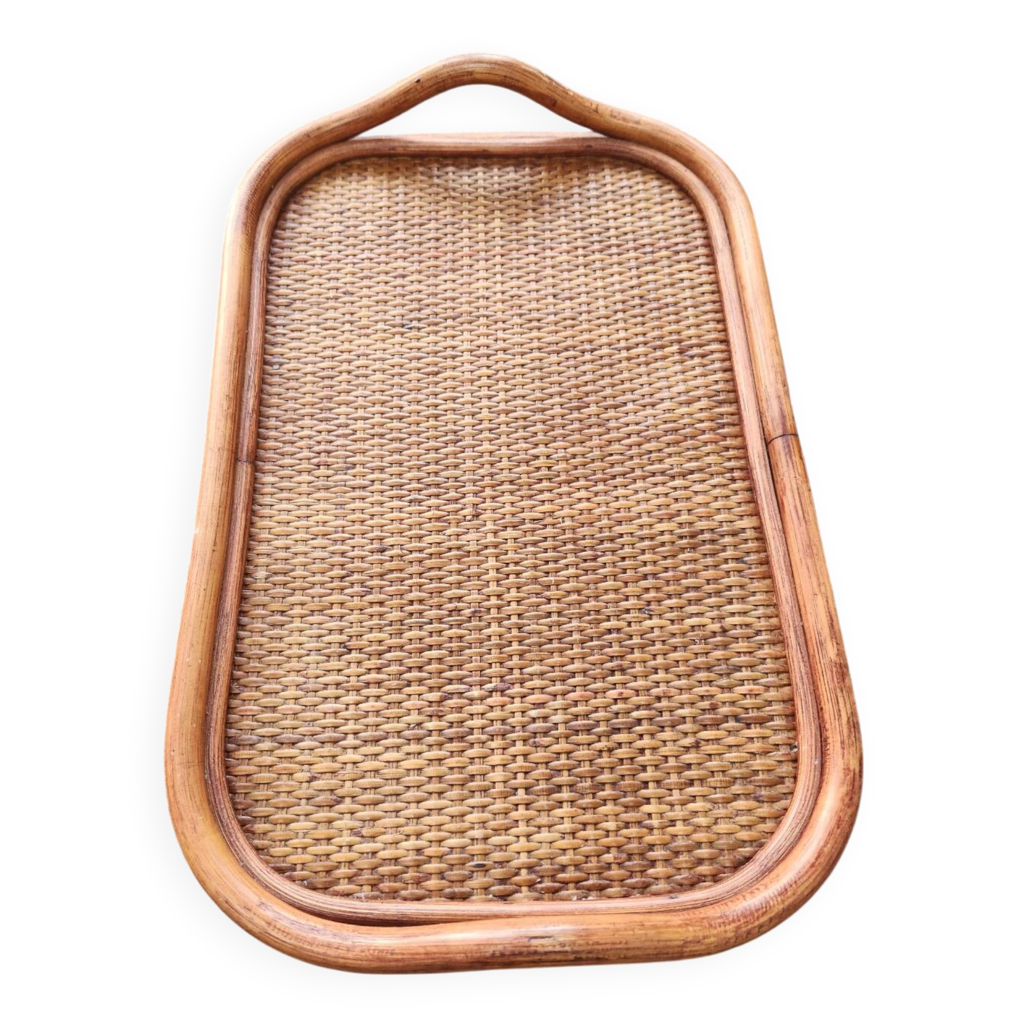 Vintage rattan and cane tray
