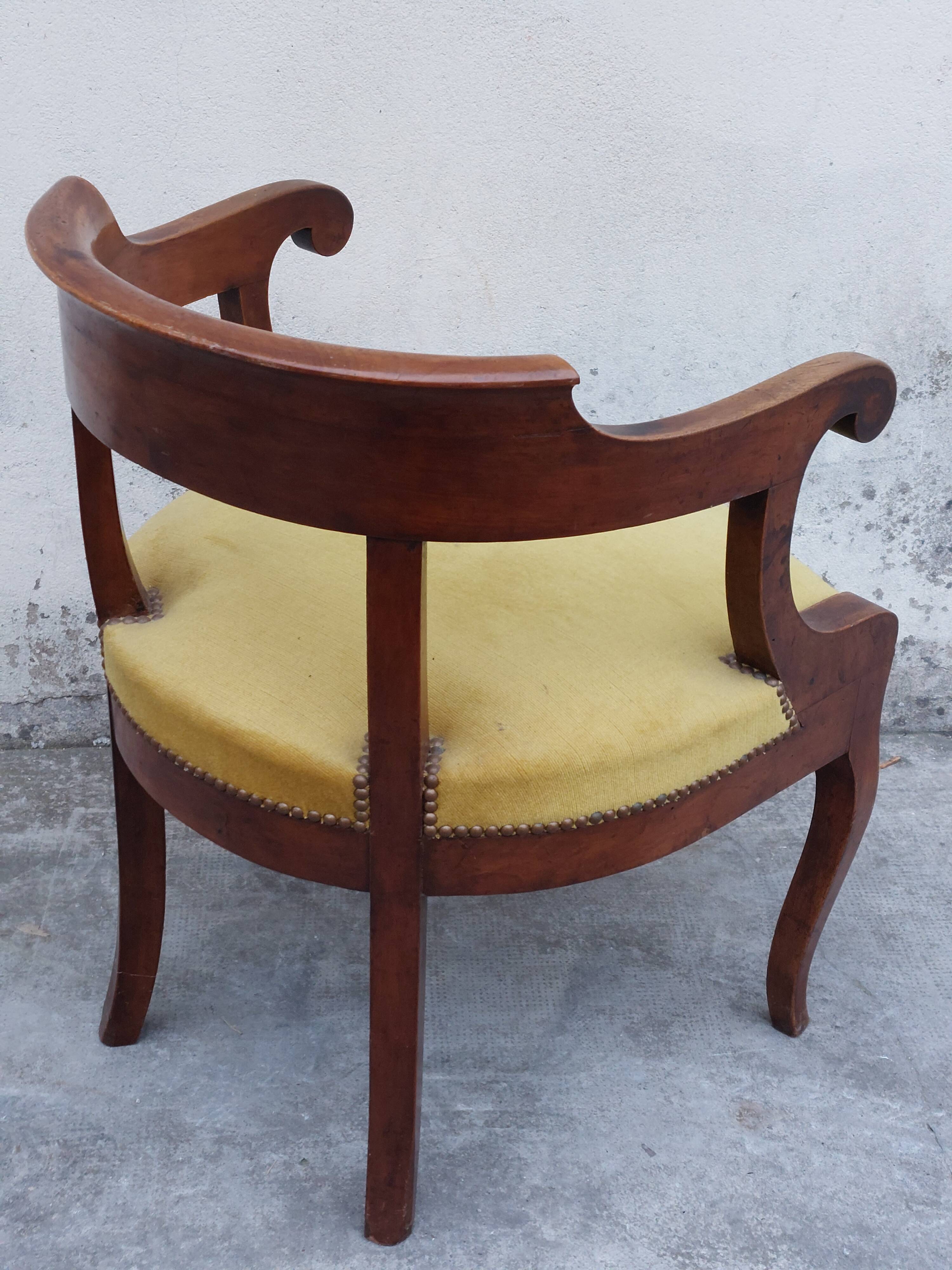 Louis Philippe office armchair in solid walnut
