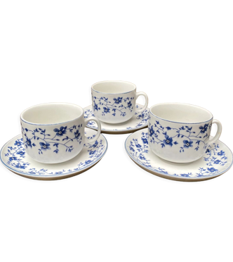 Tasses à café fleurs bleues