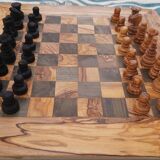 Natural olive wood chessboard