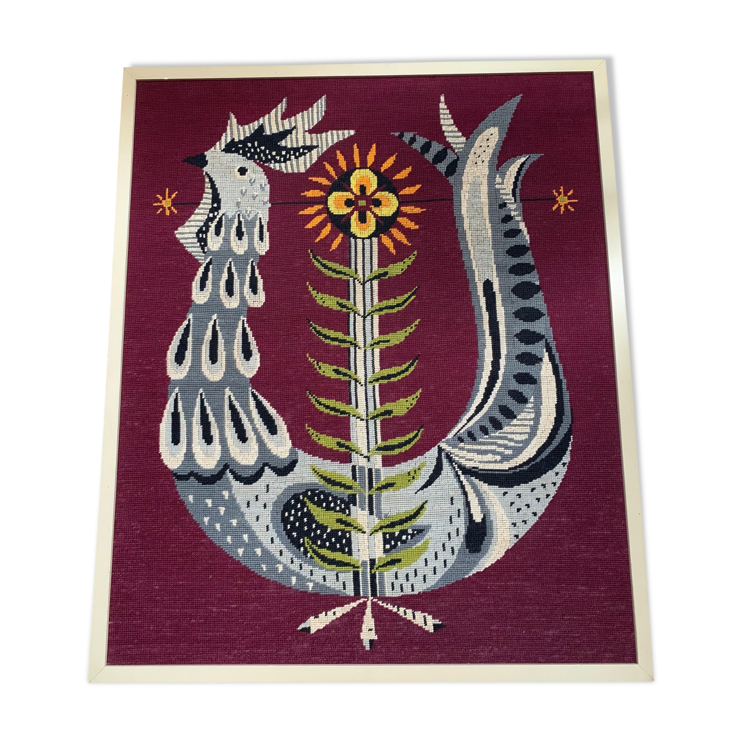 Frame canvas vintage rooster style Jean Lurcat