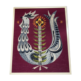 Frame canvas vintage rooster style Jean Lurcat