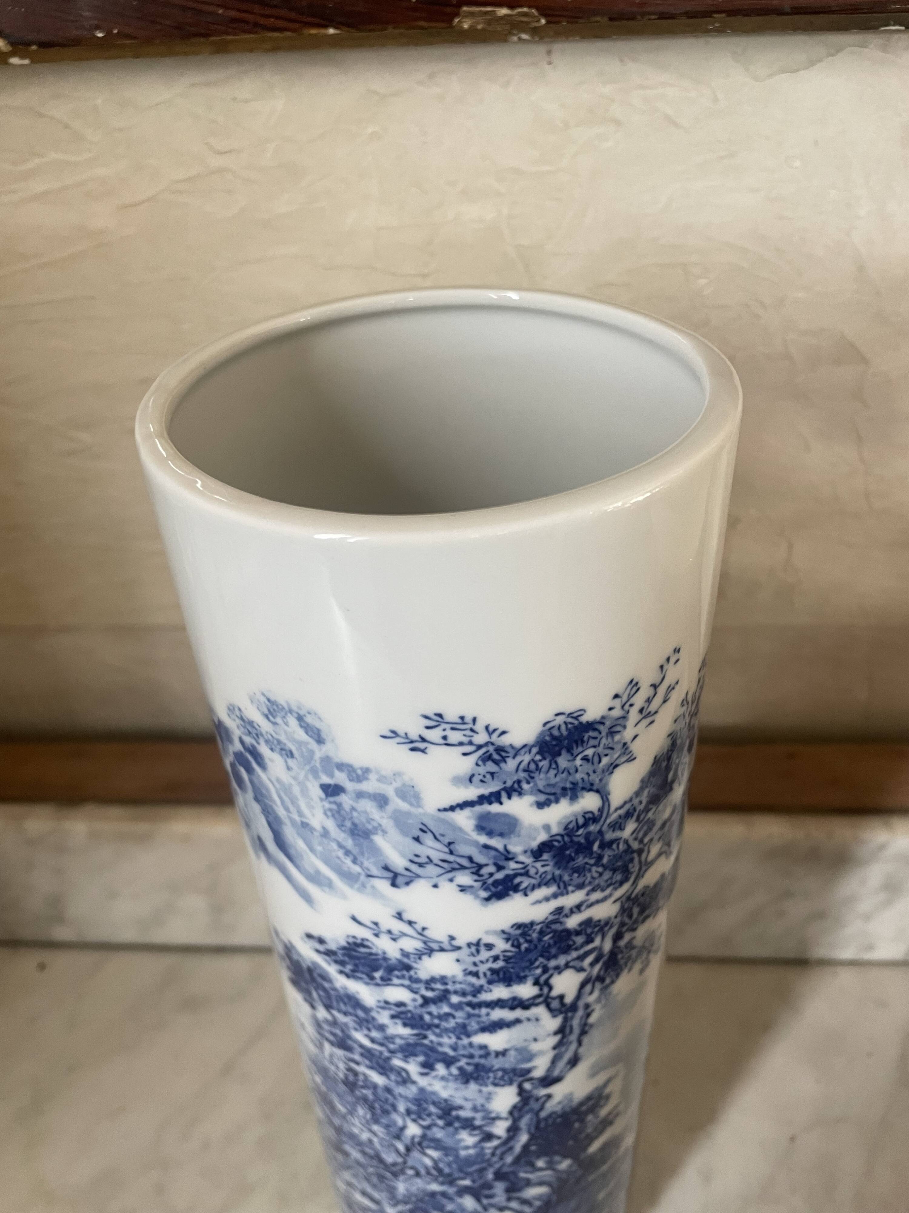 Vintage Japanese ceramic cylinder vase