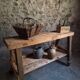 French industrial kitchen island, antique work table in chestnut and oak, circa 1900.