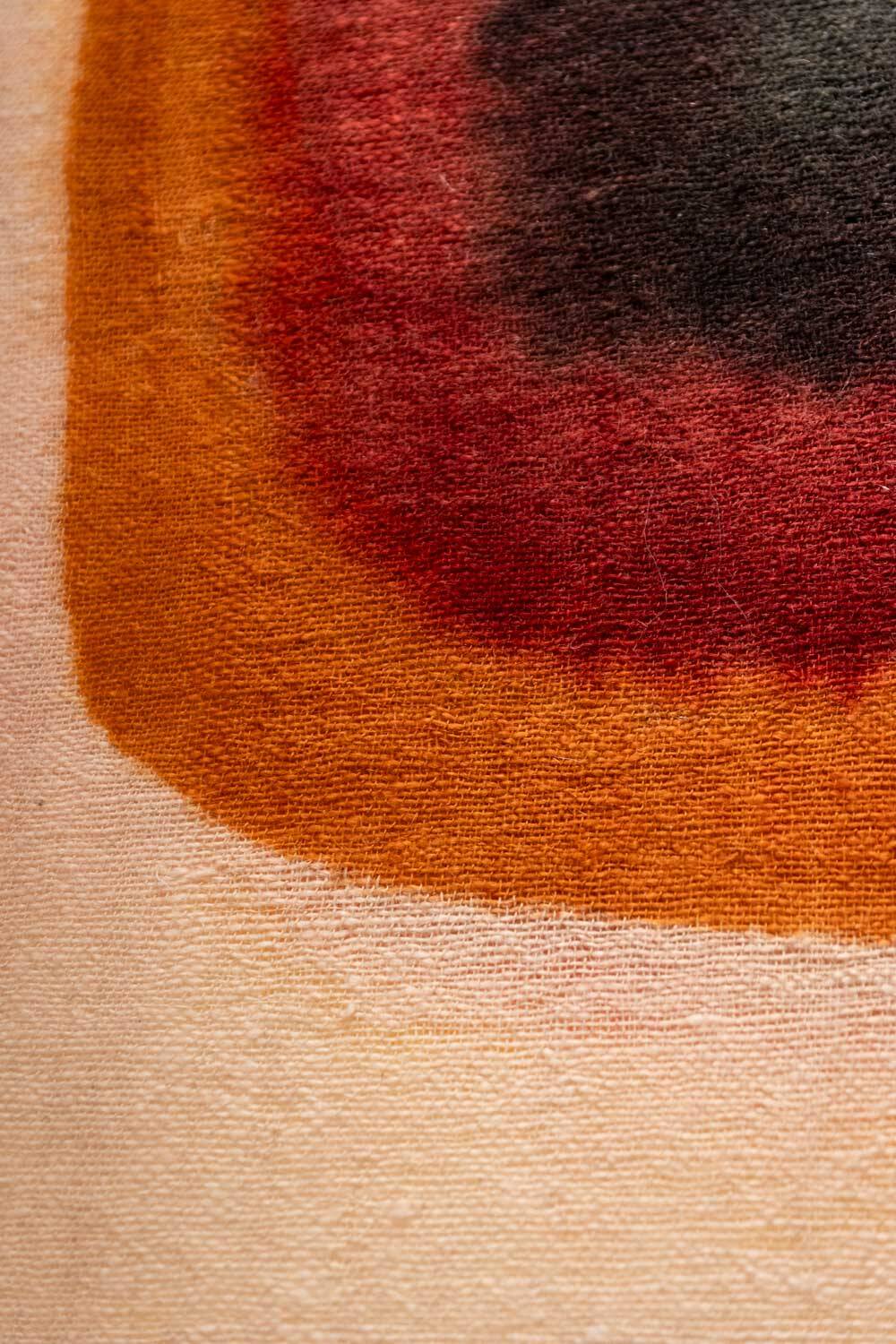 Triptych with geometric decoration in woven wool. Handcrafted work, 20th century.