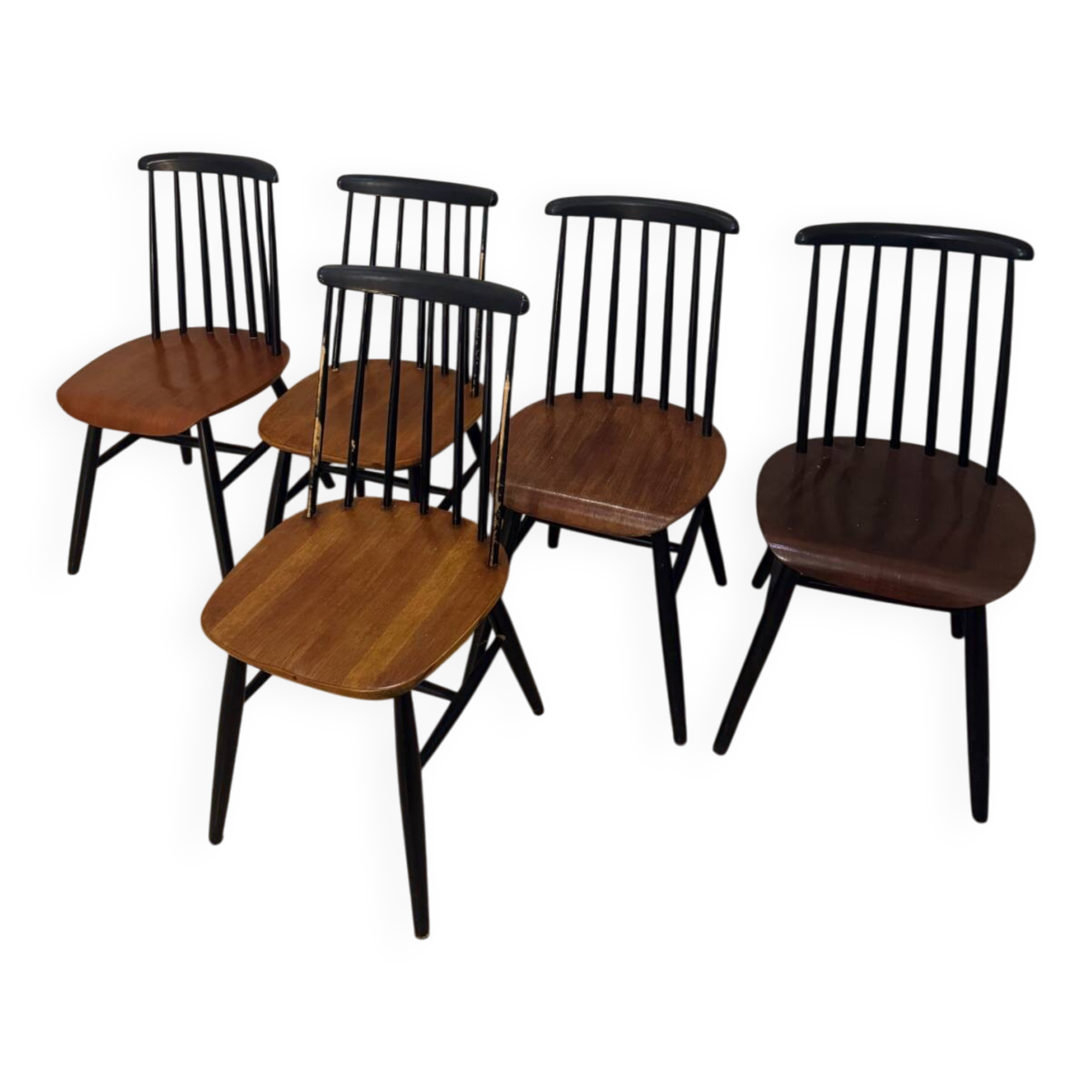 Set of 6 "Fanett" chairs by Ilmari Tapiovaara, Sweden, 1960s.