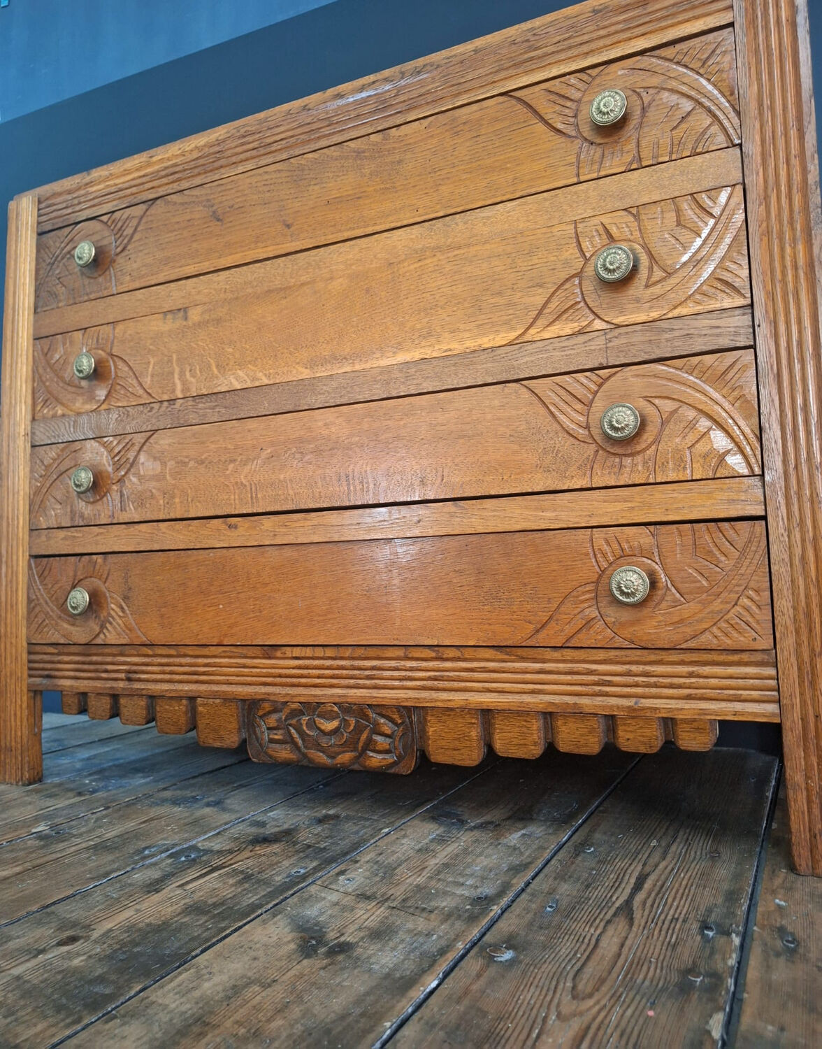 Art Deco commode, vintage antique piece with marble top.
