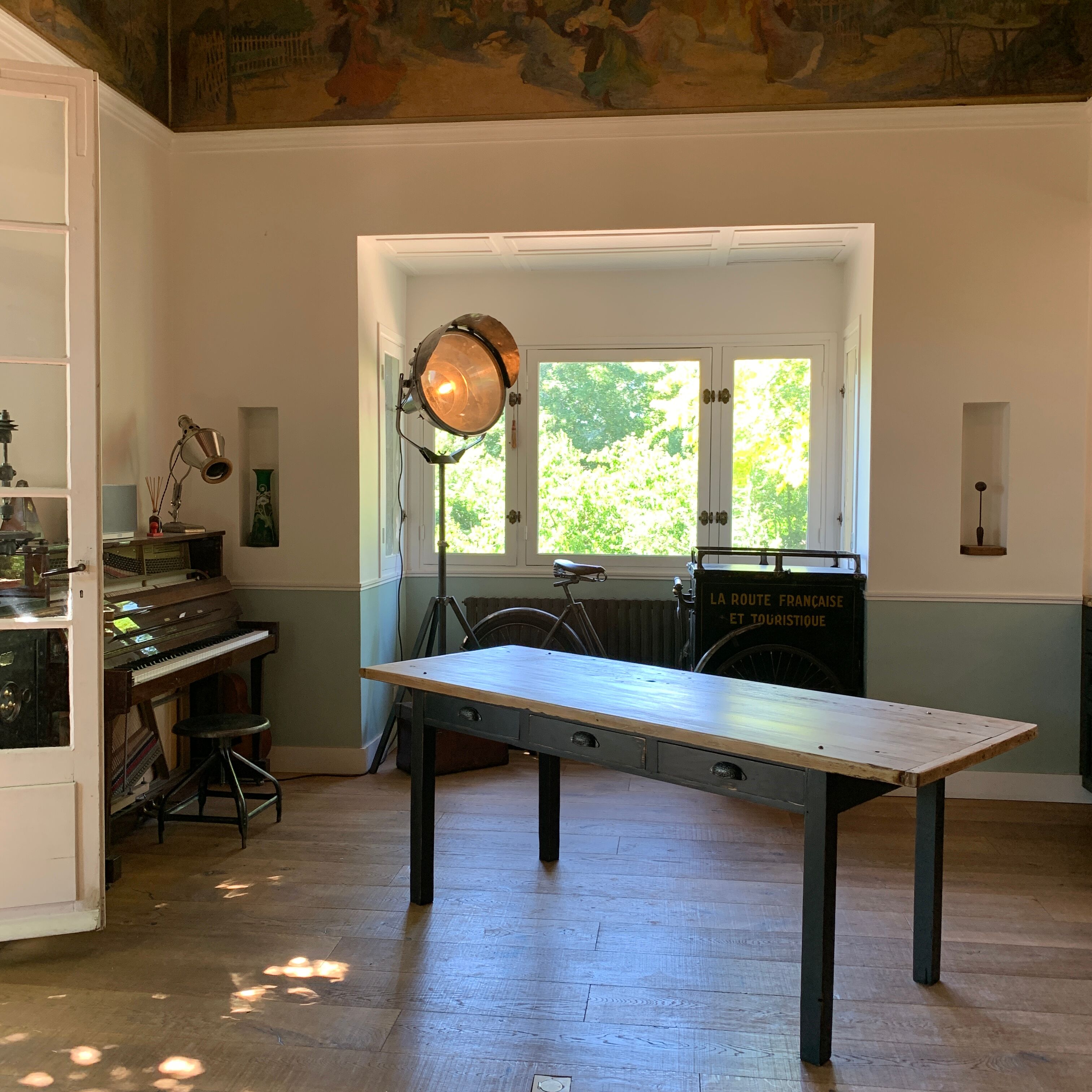 Old farm table with drawers