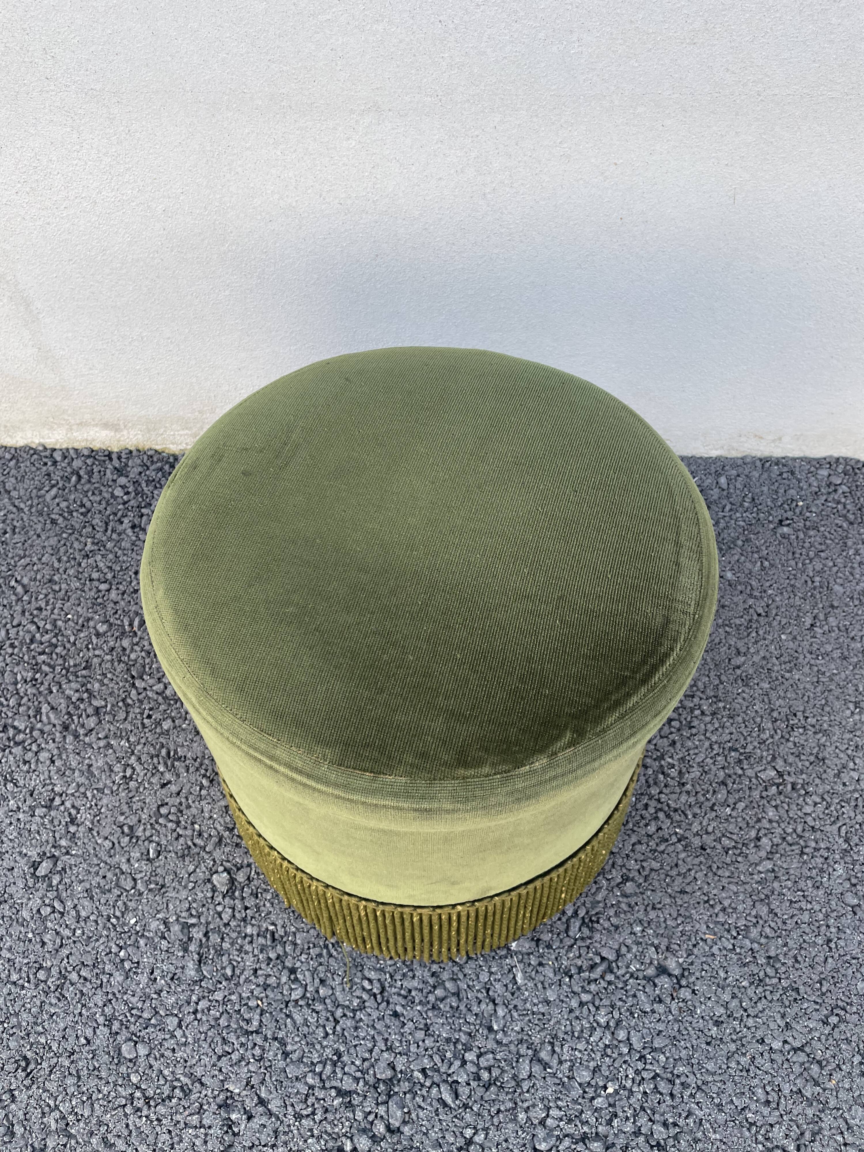 Green velvet pouf