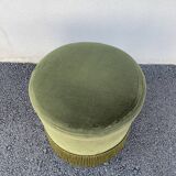 Green velvet pouf