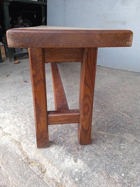 Solid oak bench 2 meters period 1960