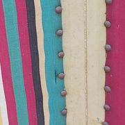 Paravent ancien 4 feuilles bois et tissu