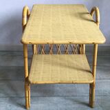 Rattan and bamboo coffee table 2 levels