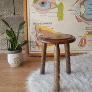 Ancien tabouret de ferme, campagne en bois tripode