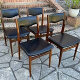 4 Scandinavian black leatherette chairs