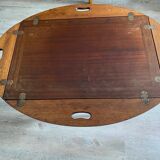 NAUTICAL STYLE FOLDING COFFEE TABLE WITH MAHOGANY BUTLER TOP