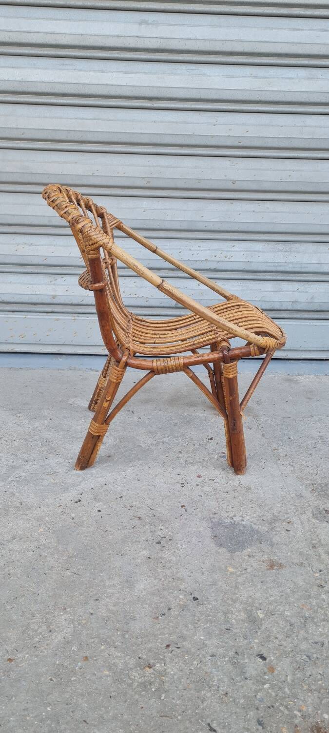 Rattan shell armchair