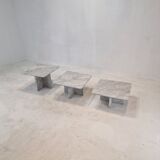 Set of 3 italian marble coffee or side tables, 1970s