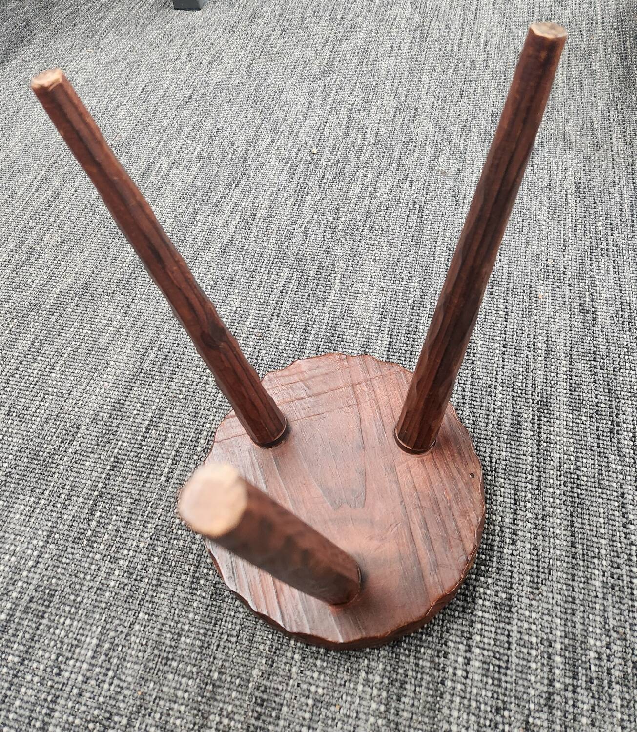 Brutalist wooden tripod stool